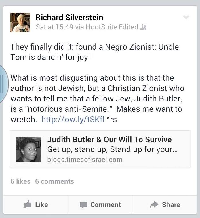 Richard Silverstein facebook coment negro uncle tom