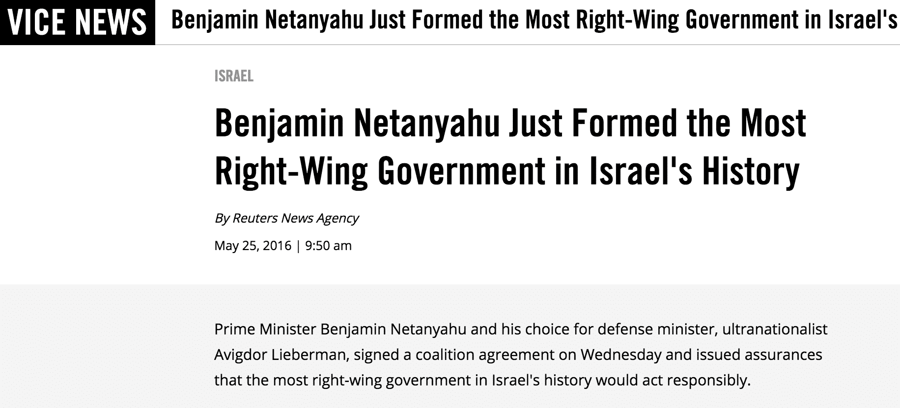 Vice Reuters right wing Netanyahu