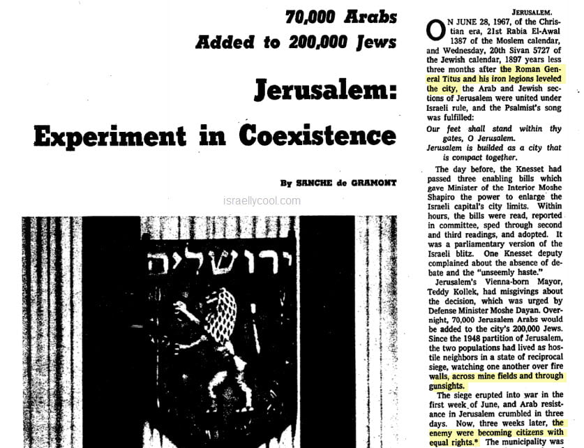 Know Your History Jerusalem Right After The Six Day War Ny Times