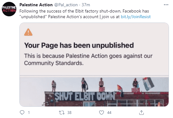 palestine action tweet