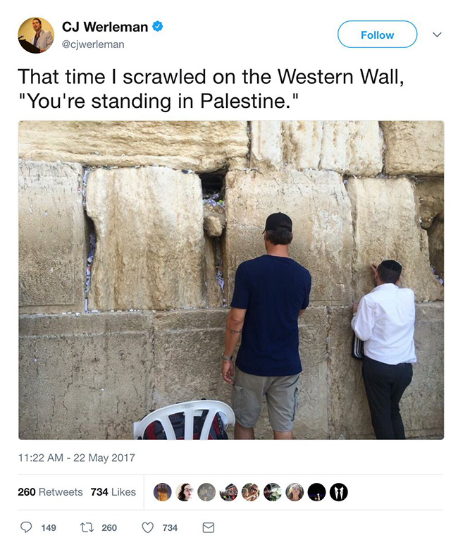 cj werleman western wall graffiti