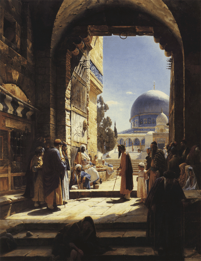 At the Entrance to the Temple Mount, Jerusalem by Gustav Bauernfeind, 1886.