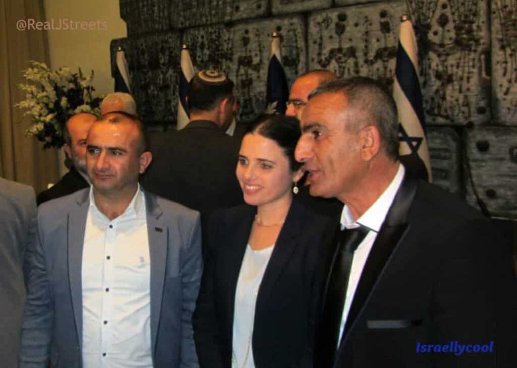 Ayelet Shaked posed for photos after ceremony for new Islamic judges in Israel