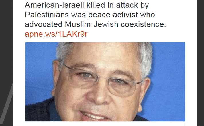 photo of US-Israeli peace activist killed by terrotist