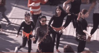 Dancers in First Station flash mob