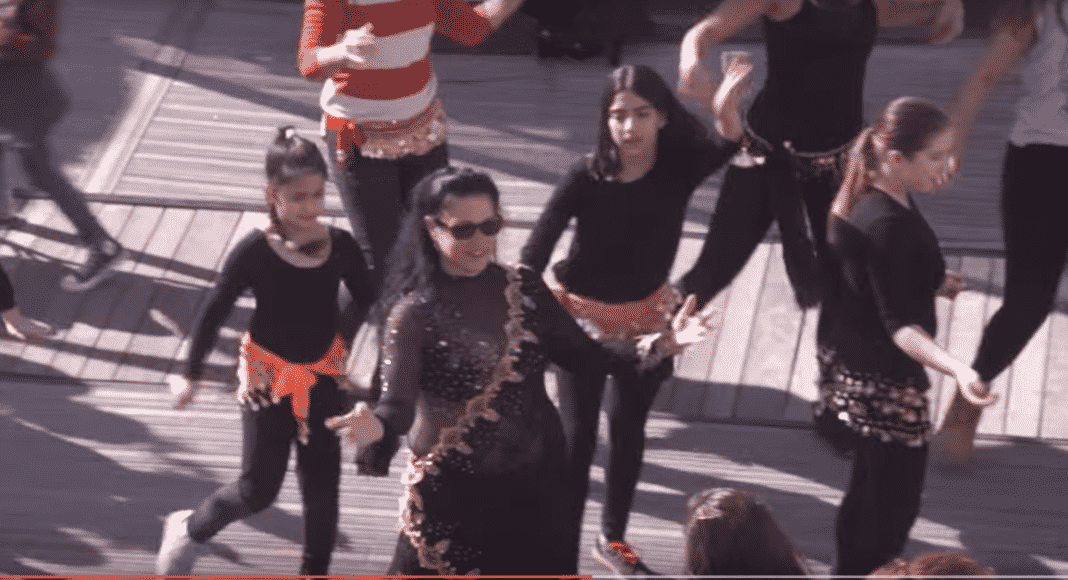 Dancers in First Station flash mob