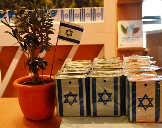 Image of Israeli flags at Israeli Presidential conference