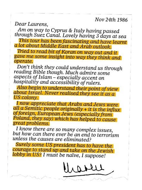 Prince Charle’s letter to a friend Nov 24th 1986