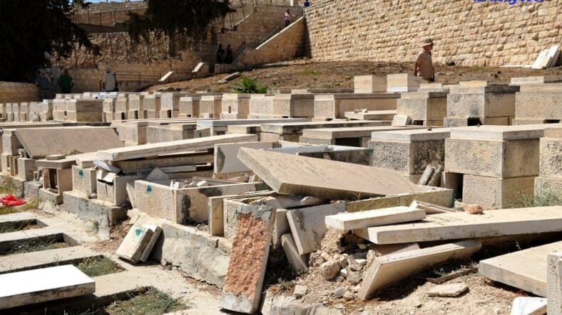 Har Zeitim -Mt Olives Cemetery damaged from vandals