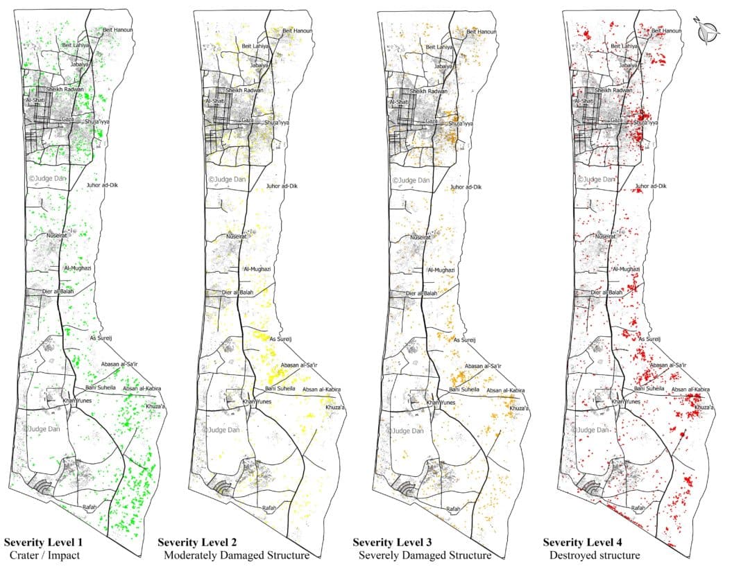 Gaza Damage points broken down by severity, click for full resolution