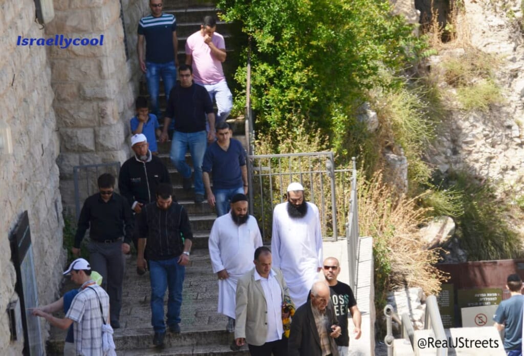 Muslim men after Friday prayer at AlAqsa going home