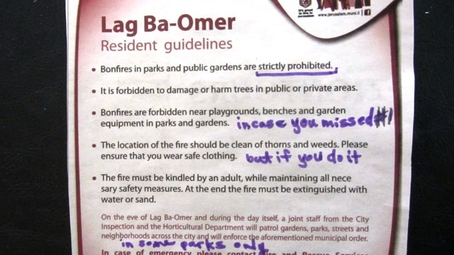 Image of safety rules for Jerusalem in English papers