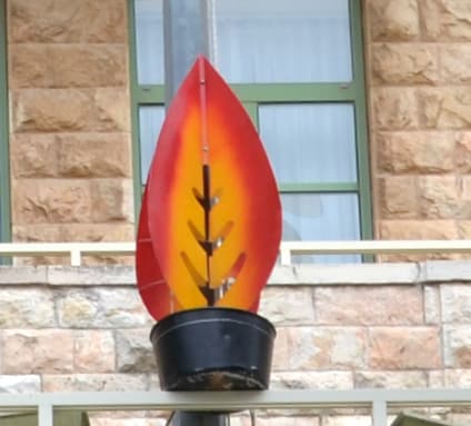 Remembrance memorial flame in Israel used on buildings