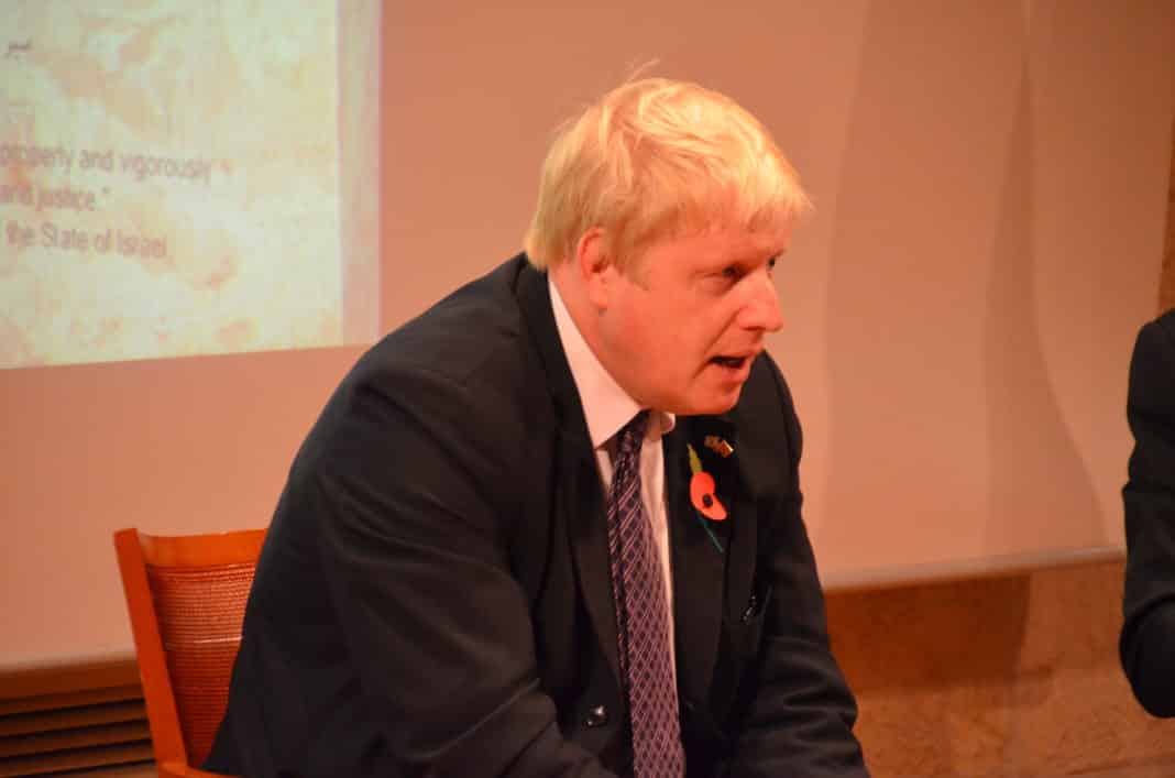 Boris Johnson speaking in Jerusalem