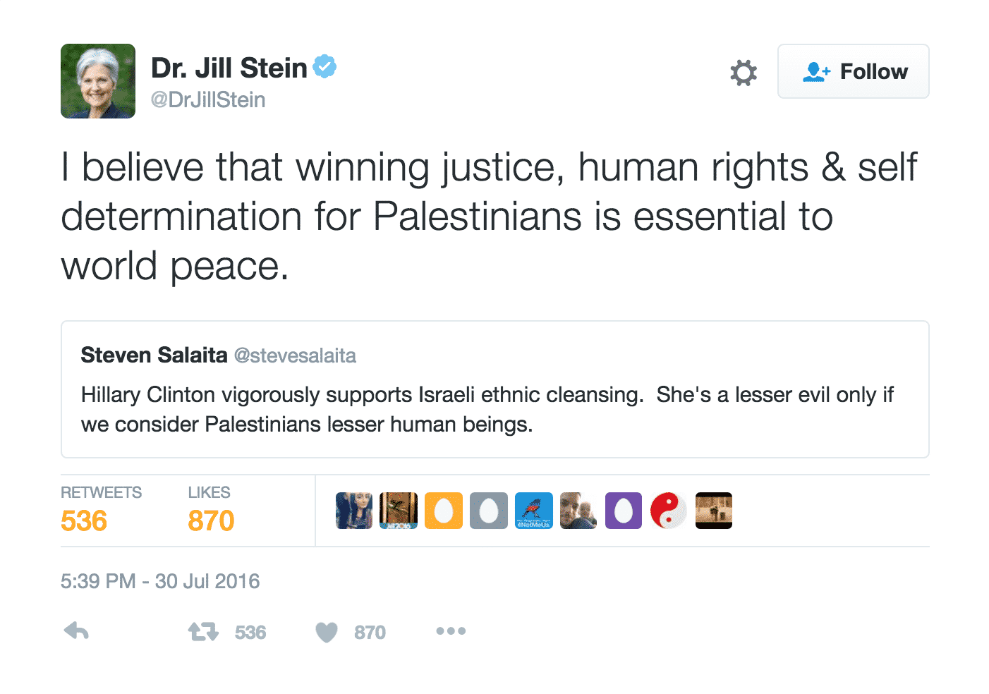 Jill Stein RTs Steven Salaita
