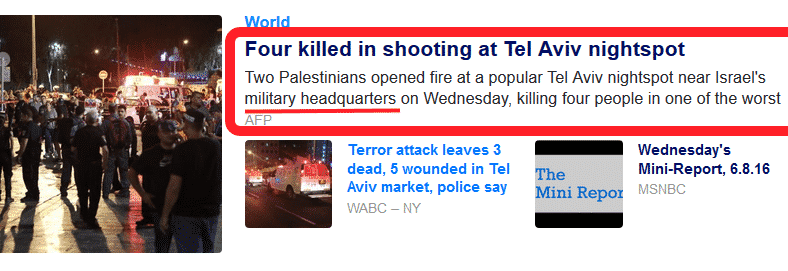 yahoo report misleading - tel aviv terror attack