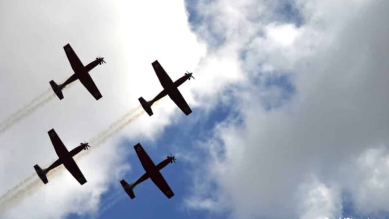 four planes flying over Jerusalem