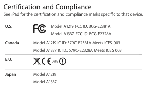 Certification and compliance for the iPad