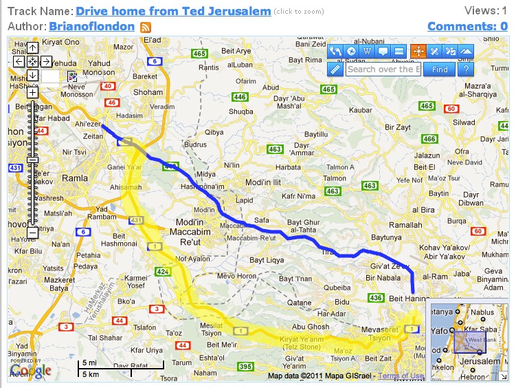 drive home new and old route Jerusalem to Tel Aviv