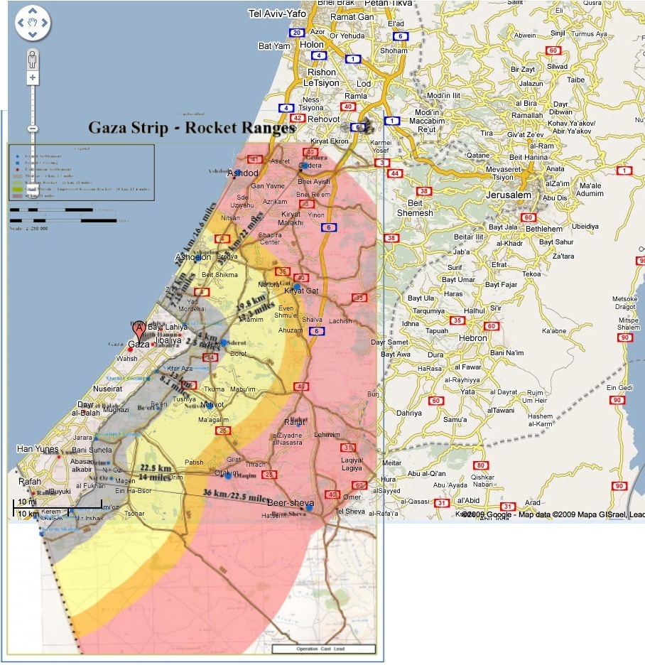 Rocket range from Gaza