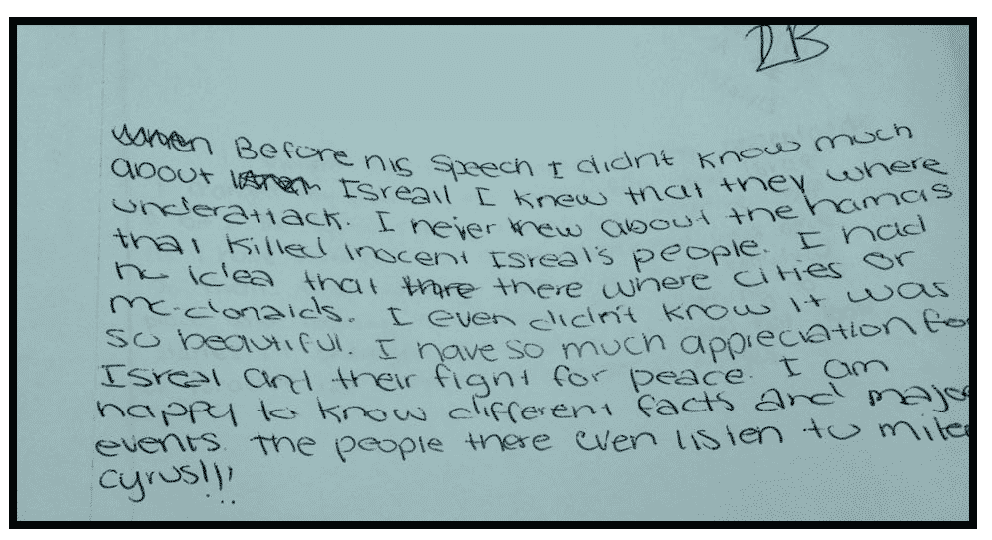 Letter to Hen from a middle school student.