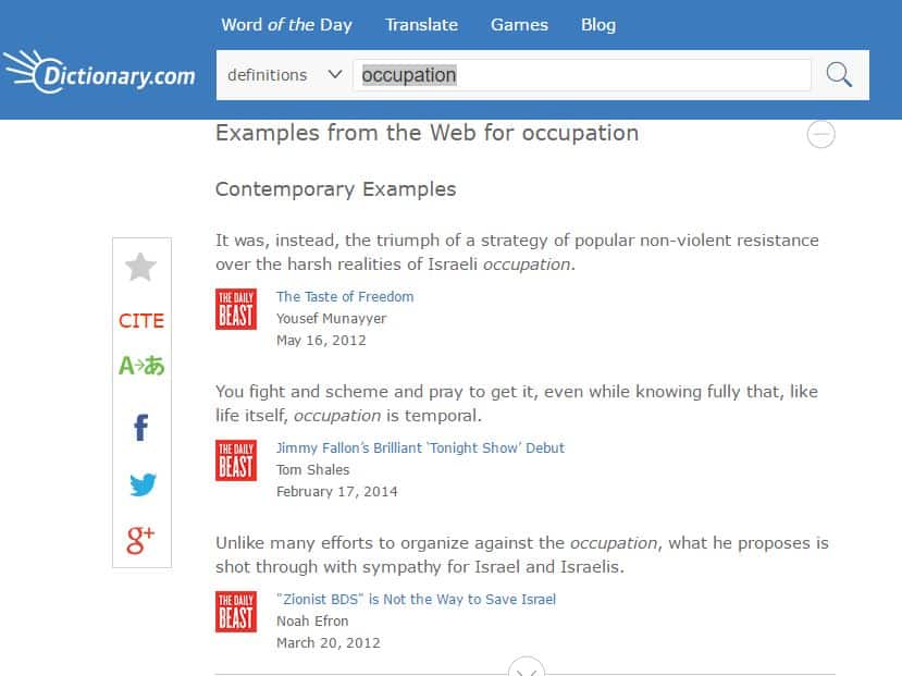occupation dictionary