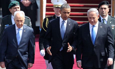 Barack Obama with Shimon Peres and Binyamin Netanyahu